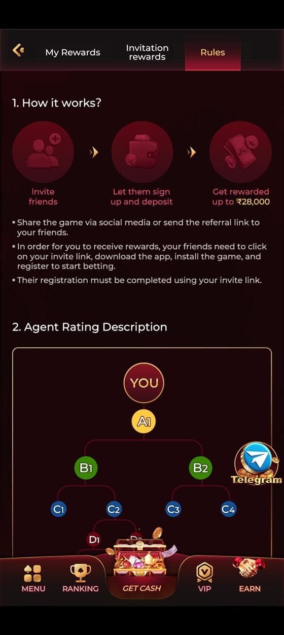 ix7 app referral program screen explaining how to invite friends and earn rewards