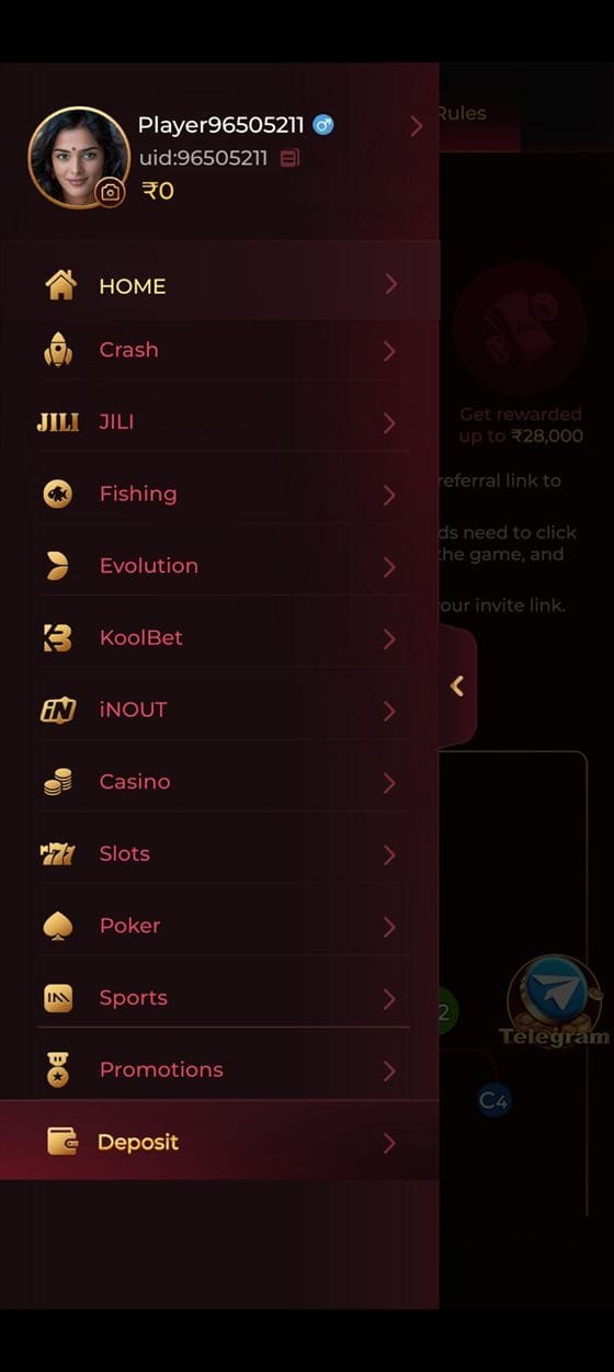 ix7 game side menu listing Crash, JILI, Fishing, Evolution, Casino, Slots, Poker and Sports categories