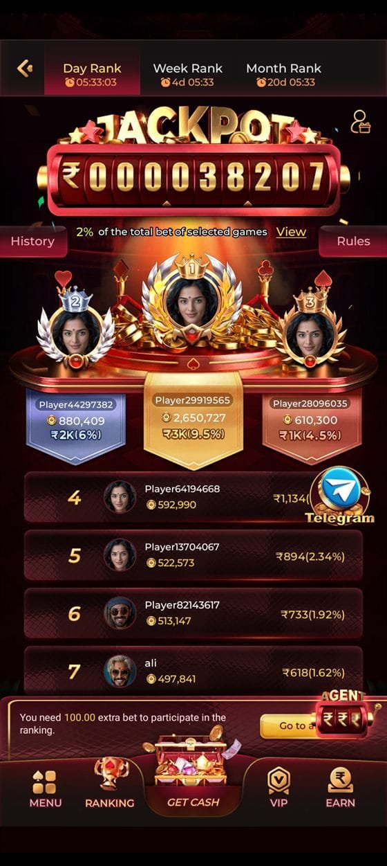 ix7 apk jackpot leaderboard with day, week and month player rankings